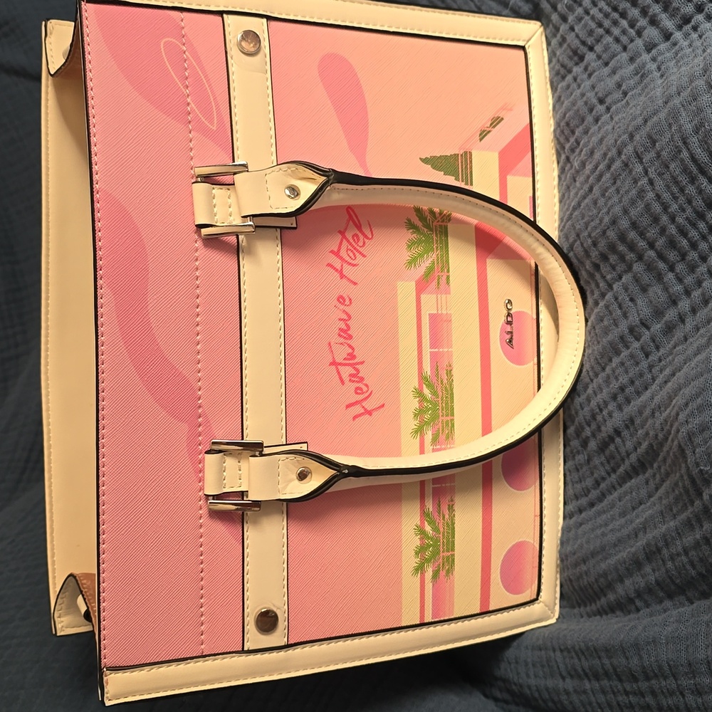 Aldo Pink and White Satchel with Structured Design - Picture 3 of 8